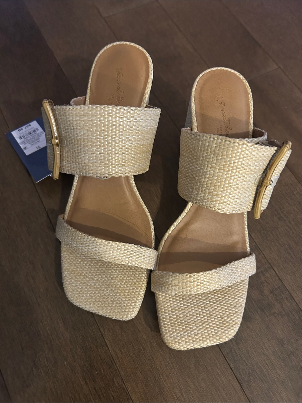 NWT Universal Thread Natural Woven Slide Mules with Buckle